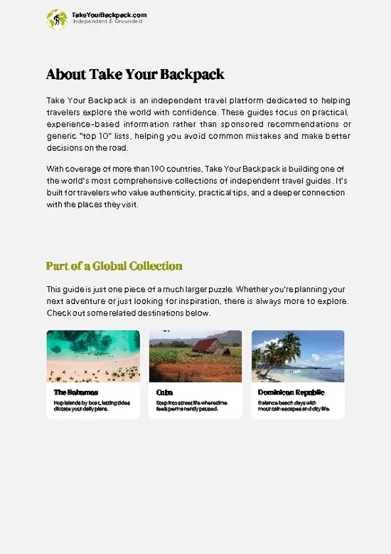 example page 1 from our offline Travel Guide for Turks and Caicos Islands